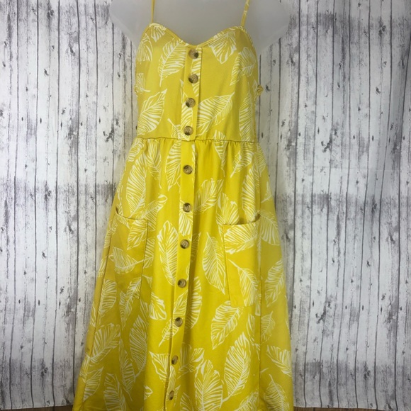 yellow dress with buttons
